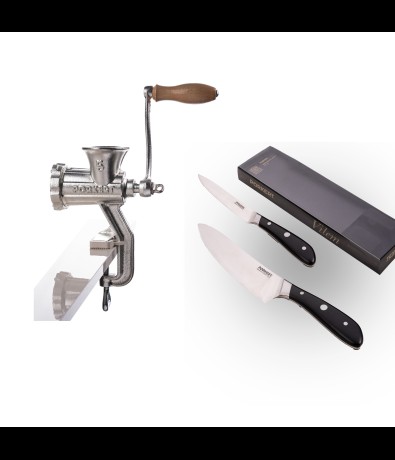 Mlýnek na maso č. 5 + Kuchařský nůž Vilem + Univerzální nůž Vilem